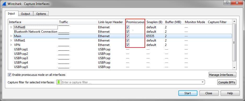 wireshark promiscuous mode ethernet or wireless