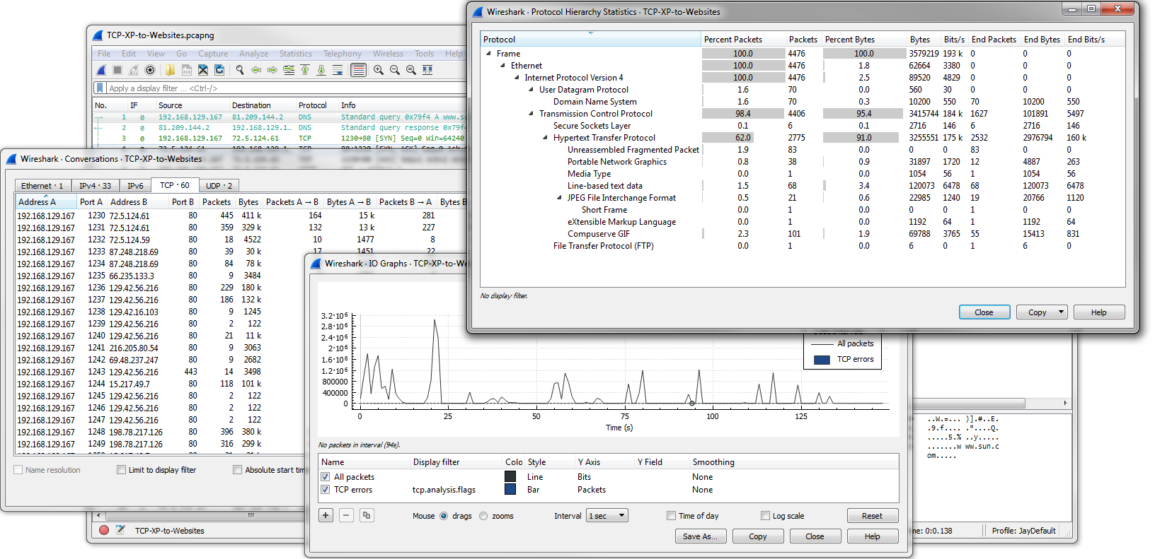 analyzing wireshark packet captures