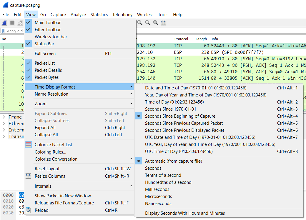 interpreting wireshark captures